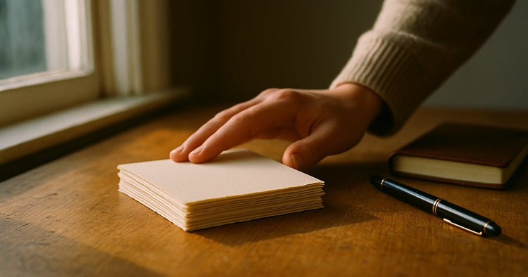 Old printed family photos fanned out on a desk next to a phone playing a memory reel